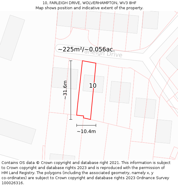10, FARLEIGH DRIVE, WOLVERHAMPTON, WV3 8HF: Plot and title map
