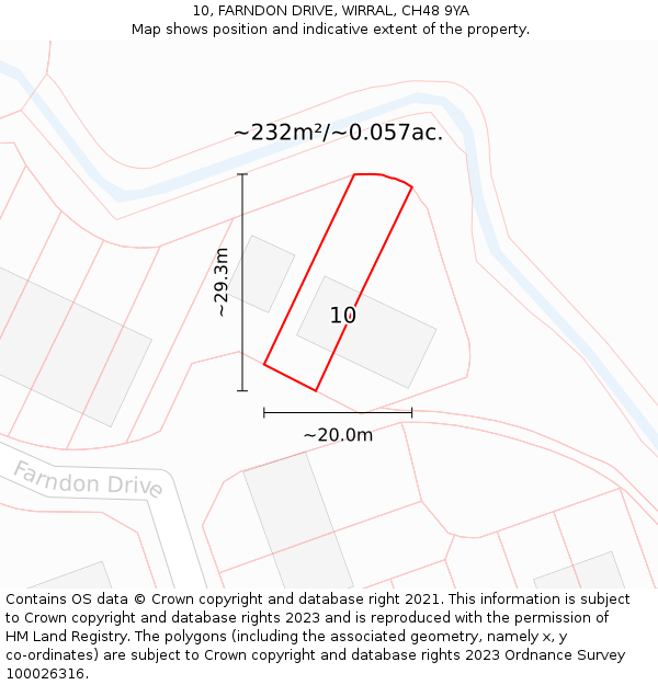 10, FARNDON DRIVE, WIRRAL, CH48 9YA: Plot and title map