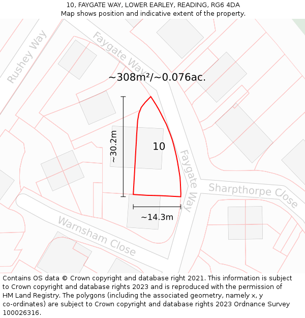 10, FAYGATE WAY, LOWER EARLEY, READING, RG6 4DA: Plot and title map