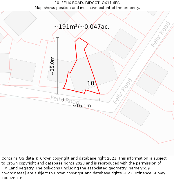 10, FELIX ROAD, DIDCOT, OX11 6BN: Plot and title map
