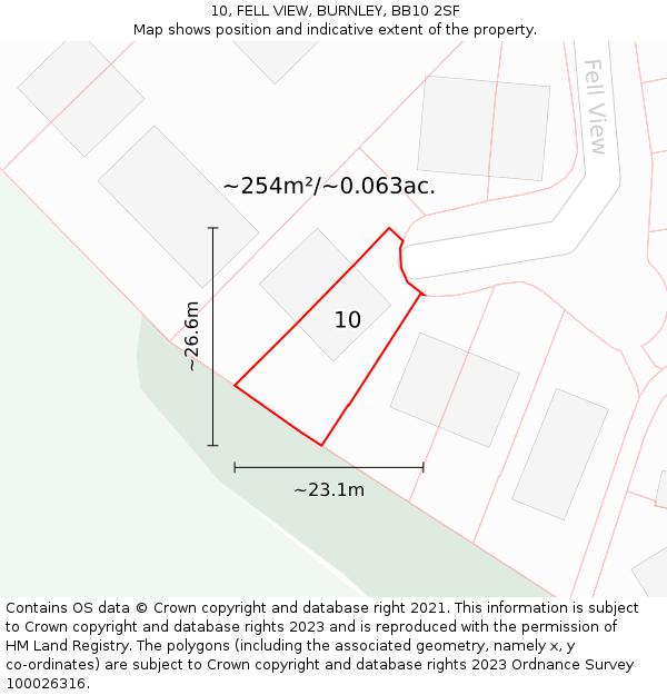 10, FELL VIEW, BURNLEY, BB10 2SF: Plot and title map