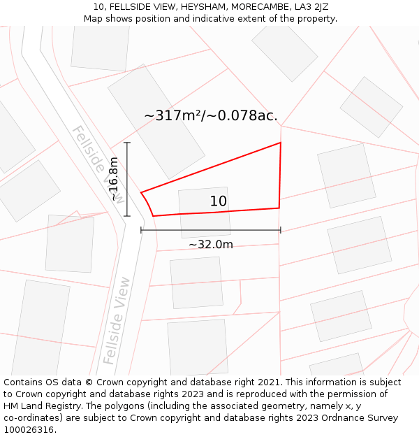 10, FELLSIDE VIEW, HEYSHAM, MORECAMBE, LA3 2JZ: Plot and title map