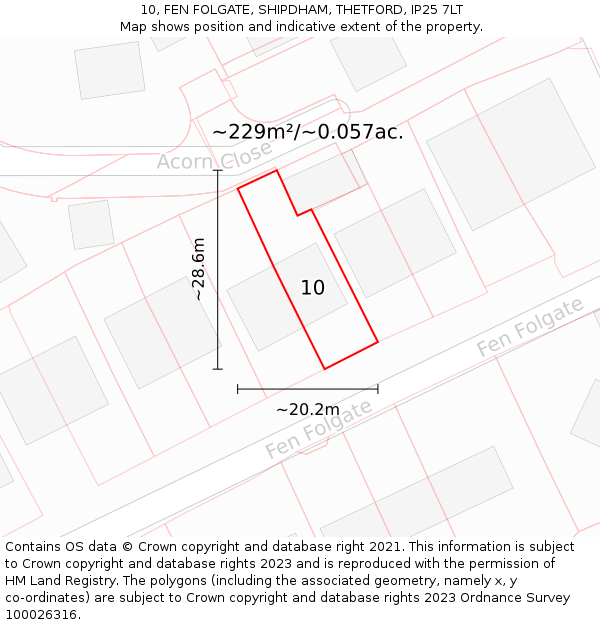 10, FEN FOLGATE, SHIPDHAM, THETFORD, IP25 7LT: Plot and title map