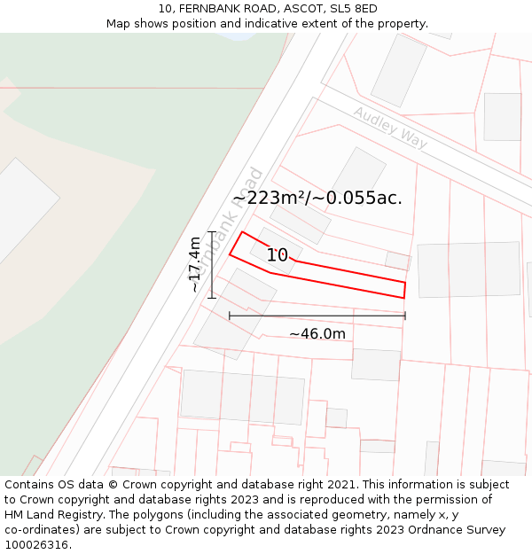 10, FERNBANK ROAD, ASCOT, SL5 8ED: Plot and title map