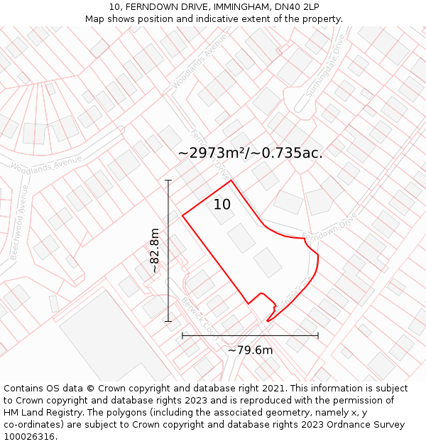 10, FERNDOWN DRIVE, IMMINGHAM, DN40 2LP: Plot and title map