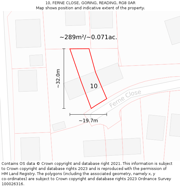 10, FERNE CLOSE, GORING, READING, RG8 0AR: Plot and title map