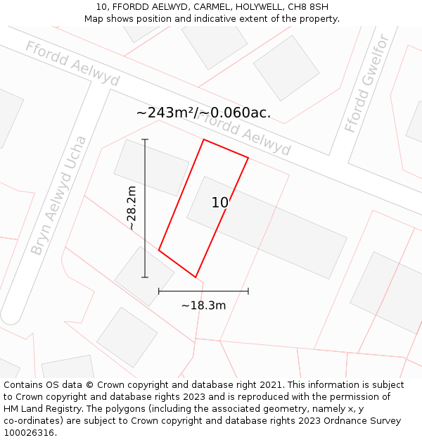 10, FFORDD AELWYD, CARMEL, HOLYWELL, CH8 8SH: Plot and title map