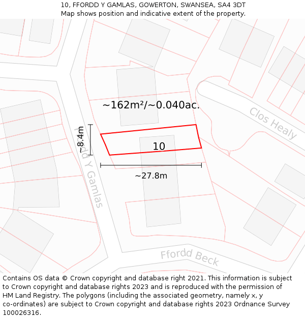 10, FFORDD Y GAMLAS, GOWERTON, SWANSEA, SA4 3DT: Plot and title map