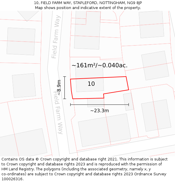 10, FIELD FARM WAY, STAPLEFORD, NOTTINGHAM, NG9 8JP: Plot and title map