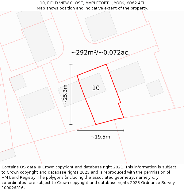 10, FIELD VIEW CLOSE, AMPLEFORTH, YORK, YO62 4EL: Plot and title map