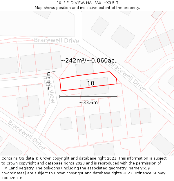 10, FIELD VIEW, HALIFAX, HX3 5LT: Plot and title map