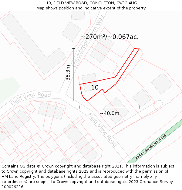 10, FIELD VIEW ROAD, CONGLETON, CW12 4UG: Plot and title map