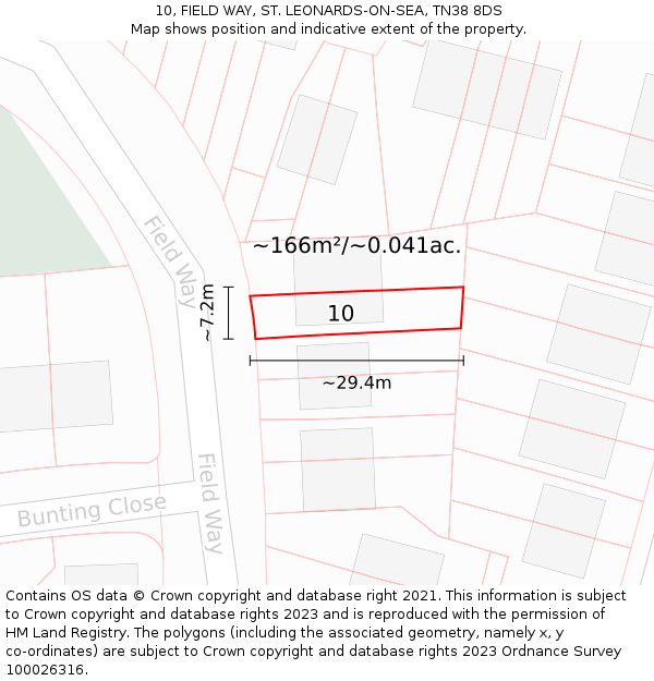 10, FIELD WAY, ST. LEONARDS-ON-SEA, TN38 8DS: Plot and title map