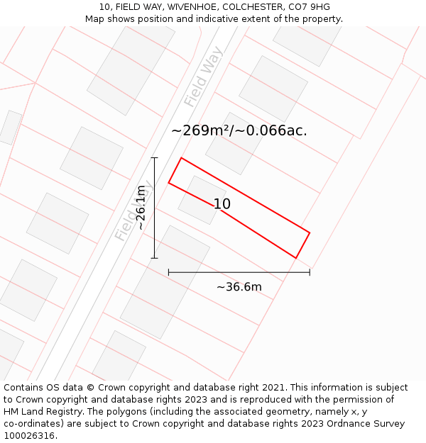 10, FIELD WAY, WIVENHOE, COLCHESTER, CO7 9HG: Plot and title map