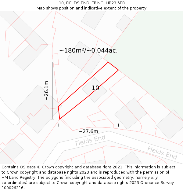 10, FIELDS END, TRING, HP23 5ER: Plot and title map