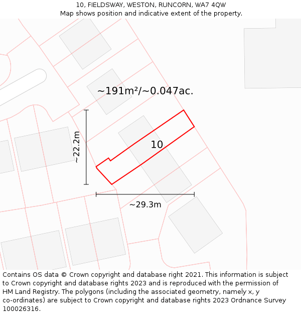 10, FIELDSWAY, WESTON, RUNCORN, WA7 4QW: Plot and title map
