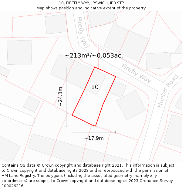 10, FIREFLY WAY, IPSWICH, IP3 9TP: Plot and title map