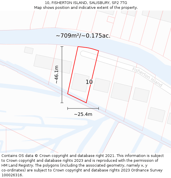 10, FISHERTON ISLAND, SALISBURY, SP2 7TG: Plot and title map