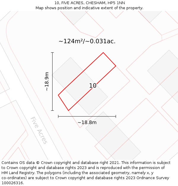 10, FIVE ACRES, CHESHAM, HP5 1NN: Plot and title map