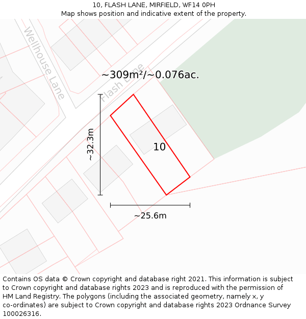 10, FLASH LANE, MIRFIELD, WF14 0PH: Plot and title map