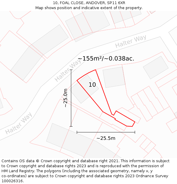 10, FOAL CLOSE, ANDOVER, SP11 6XR: Plot and title map