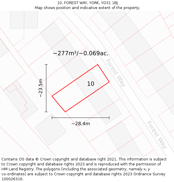 10, FOREST WAY, YORK, YO31 1BJ: Plot and title map