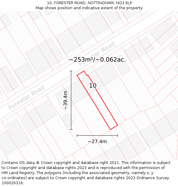 10, FORESTER ROAD, NOTTINGHAM, NG3 6LP: Plot and title map