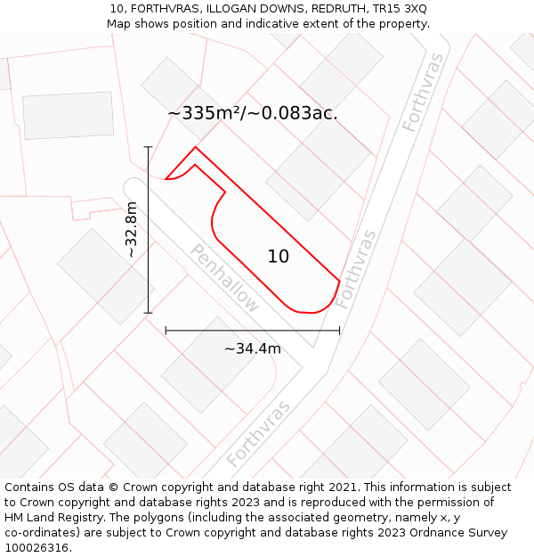 10, FORTHVRAS, ILLOGAN DOWNS, REDRUTH, TR15 3XQ: Plot and title map