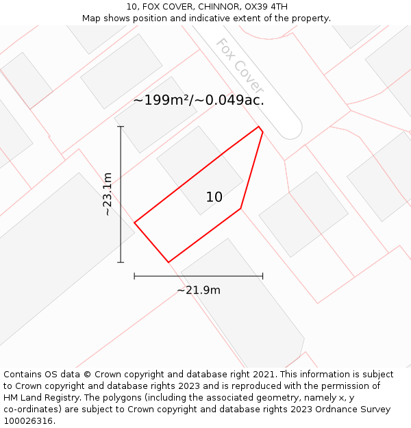 10, FOX COVER, CHINNOR, OX39 4TH: Plot and title map