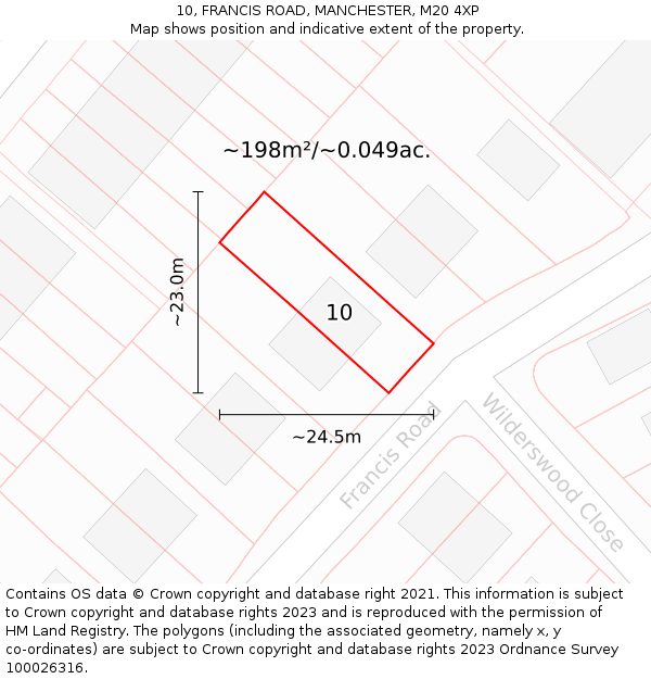 10, FRANCIS ROAD, MANCHESTER, M20 4XP: Plot and title map