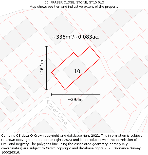 10, FRASER CLOSE, STONE, ST15 0LQ: Plot and title map