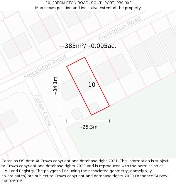 10, FRECKLETON ROAD, SOUTHPORT, PR9 9XE: Plot and title map