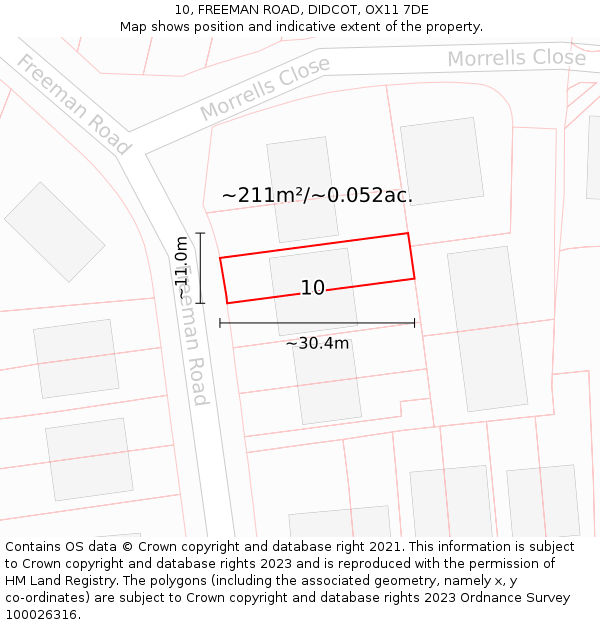 10, FREEMAN ROAD, DIDCOT, OX11 7DE: Plot and title map