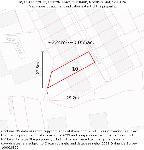 10, FRIARS COURT, LENTON ROAD, THE PARK, NOTTINGHAM, NG7 1EW: Plot and title map