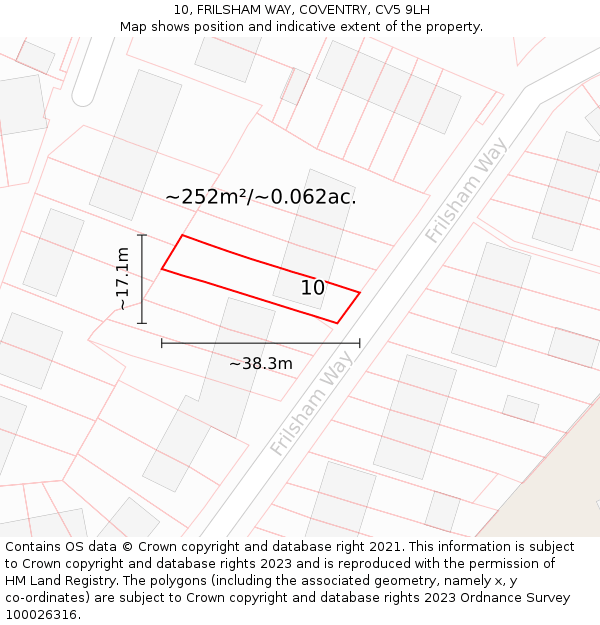10, FRILSHAM WAY, COVENTRY, CV5 9LH: Plot and title map
