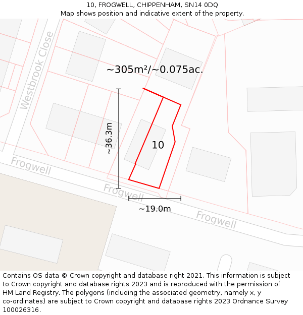 10, FROGWELL, CHIPPENHAM, SN14 0DQ: Plot and title map