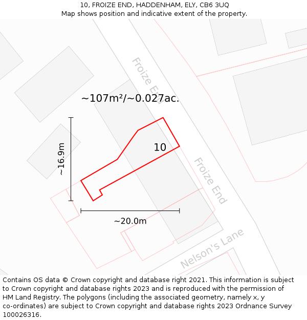 10, FROIZE END, HADDENHAM, ELY, CB6 3UQ: Plot and title map