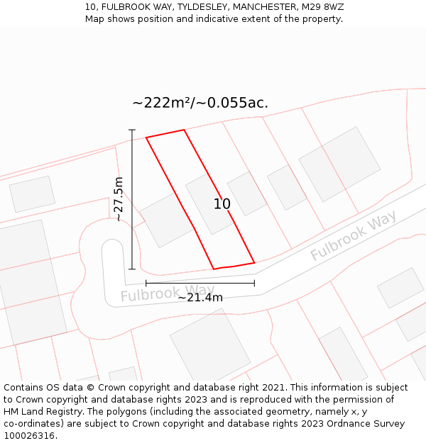 10, FULBROOK WAY, TYLDESLEY, MANCHESTER, M29 8WZ: Plot and title map