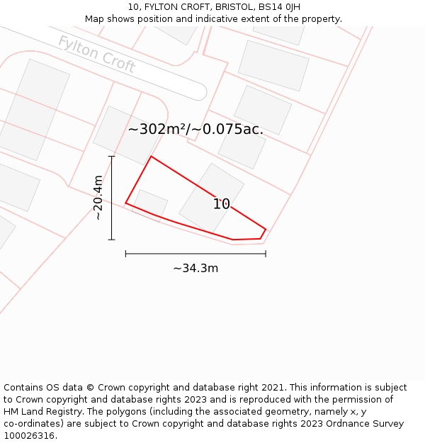 10, FYLTON CROFT, BRISTOL, BS14 0JH: Plot and title map