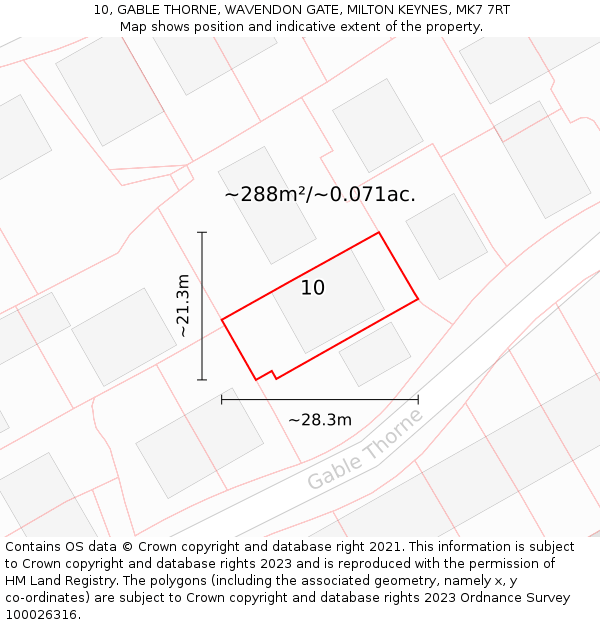 10, GABLE THORNE, WAVENDON GATE, MILTON KEYNES, MK7 7RT: Plot and title map