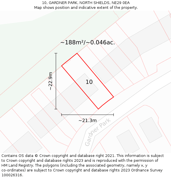 10, GARDNER PARK, NORTH SHIELDS, NE29 0EA: Plot and title map