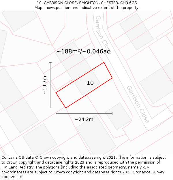 10, GARRISON CLOSE, SAIGHTON, CHESTER, CH3 6GS: Plot and title map