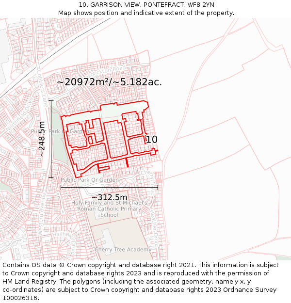 10, GARRISON VIEW, PONTEFRACT, WF8 2YN: Plot and title map