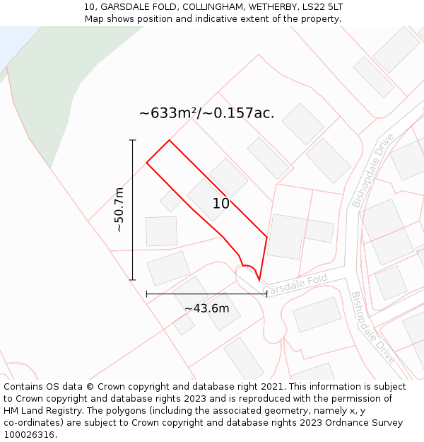 10, GARSDALE FOLD, COLLINGHAM, WETHERBY, LS22 5LT: Plot and title map