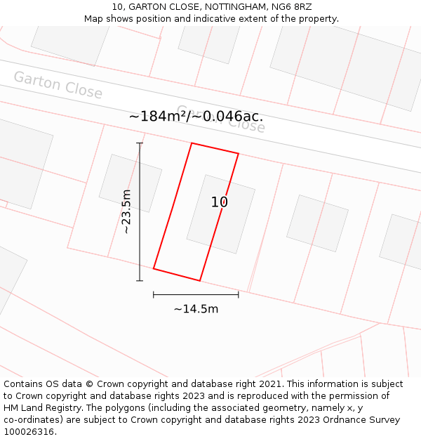 10, GARTON CLOSE, NOTTINGHAM, NG6 8RZ: Plot and title map