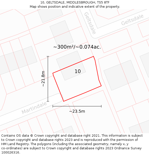 10, GELTSDALE, MIDDLESBROUGH, TS5 8TF: Plot and title map