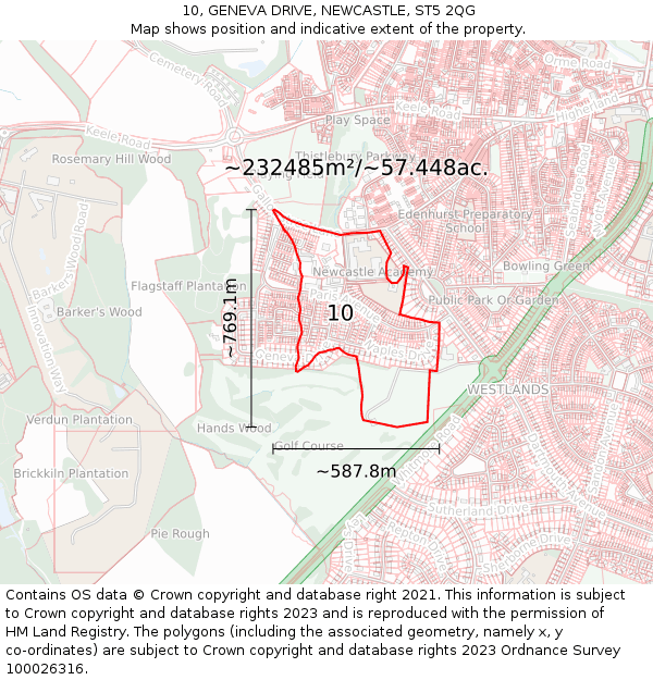10, GENEVA DRIVE, NEWCASTLE, ST5 2QG: Plot and title map