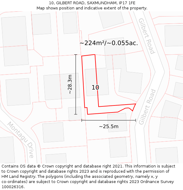 10, GILBERT ROAD, SAXMUNDHAM, IP17 1FE: Plot and title map