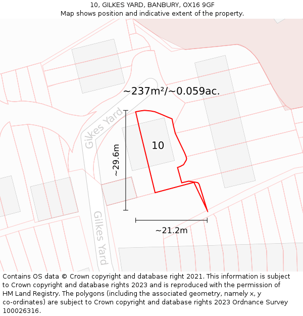 10, GILKES YARD, BANBURY, OX16 9GF: Plot and title map