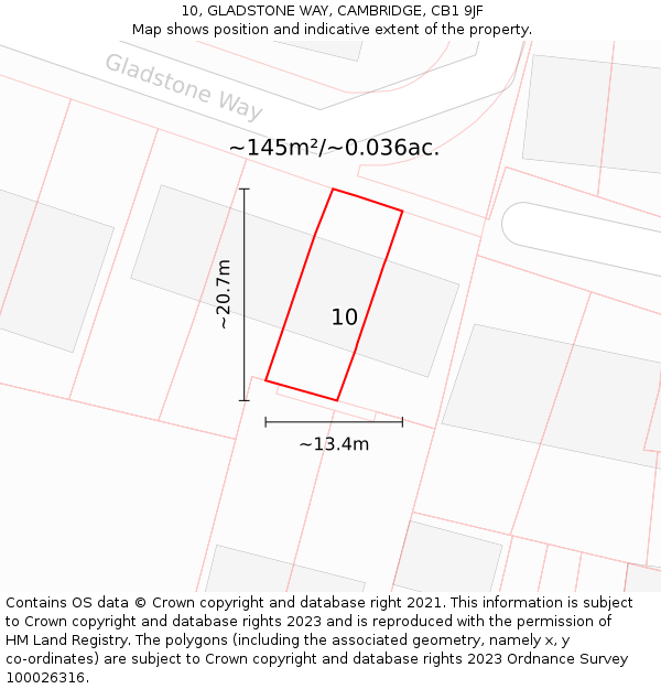 10, GLADSTONE WAY, CAMBRIDGE, CB1 9JF: Plot and title map